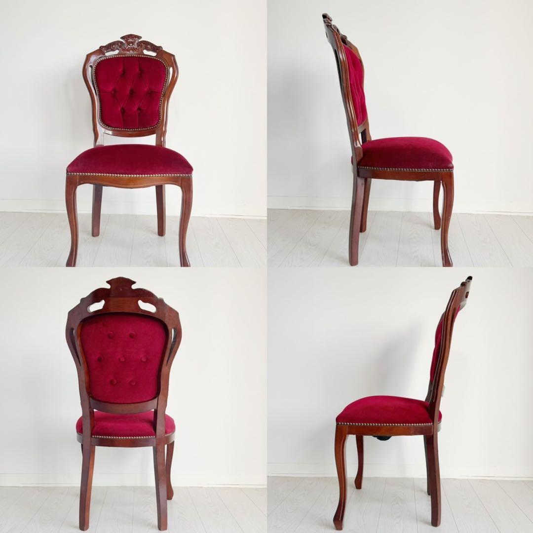 イタリア製 アンティークダイニングテーブルセットレッド