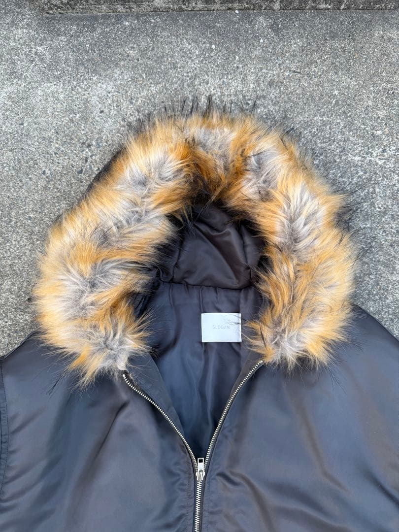 SLOGAN ファー付きフード フライトジャケットジャケット y2k 短丈