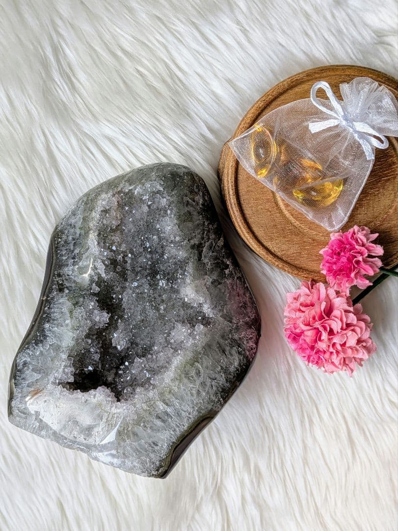 希少　♡グリーンアメジスト♡　お花ドーム　瑪瑙