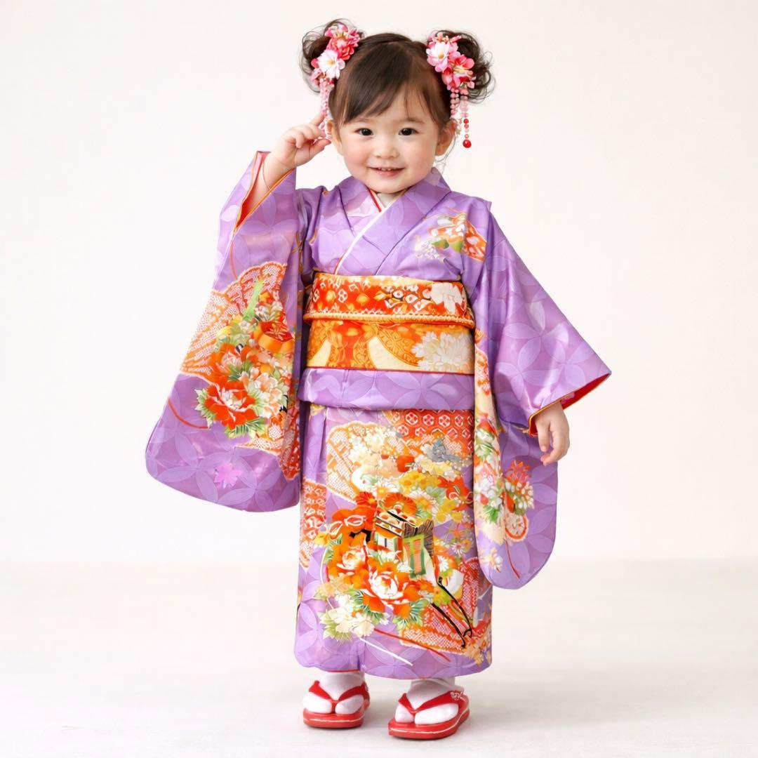 ◎mk-3309　女児　七五三　着物・襦袢セット　3才　　1-30