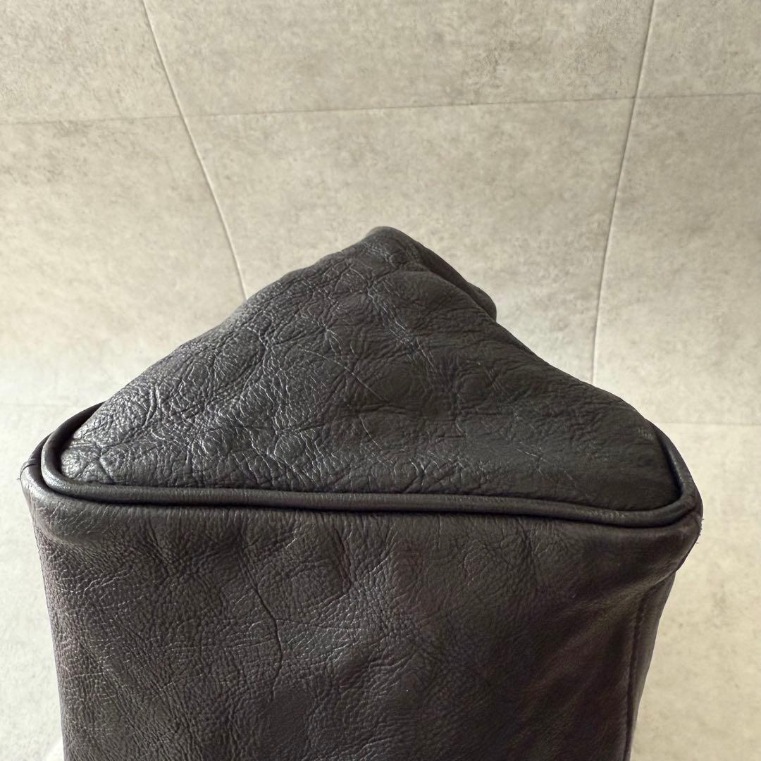 シータパランティカ　ハンドバッグ　金具　シボ革　本革　黒　大容量