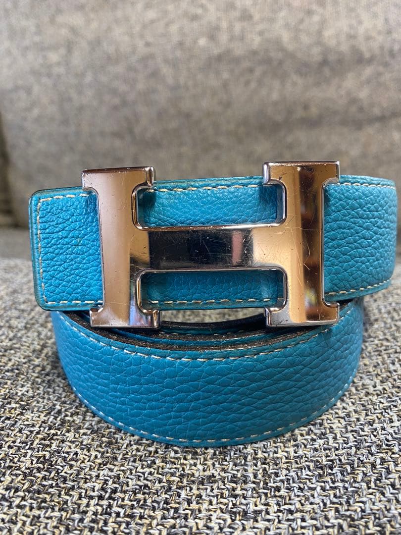 HERMES エルメス Hベルト リバーシブル ブラック ブルージーン