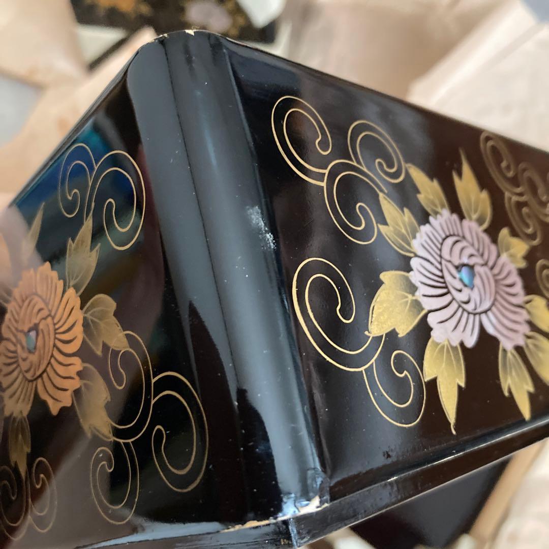 八寸重箱　漆　螺鈿　蒔絵　二段重　二個