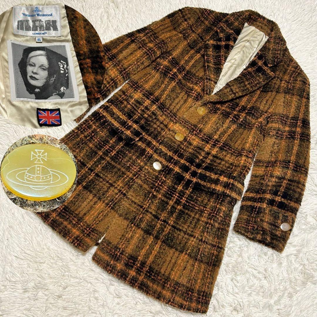 希少 ヴィヴィアン Vivienne オーブ アルパカ ロングコート チェック