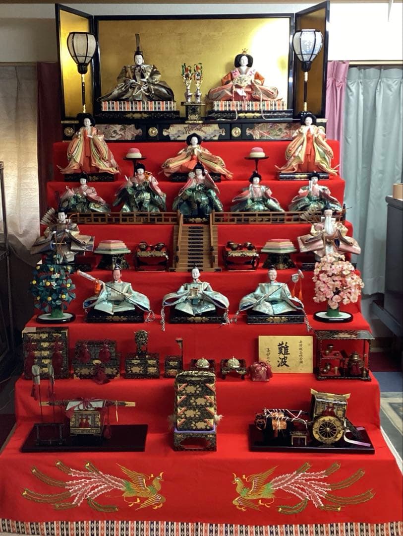 雛人形　七段飾り　西陣織高級金襴　難波　45号　熊倉基安作　中古品