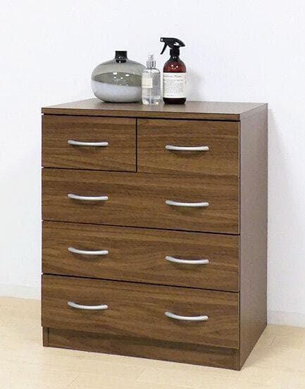 衣類収納チェスト幅60cm ウォルナット系 収納タンス（1173）