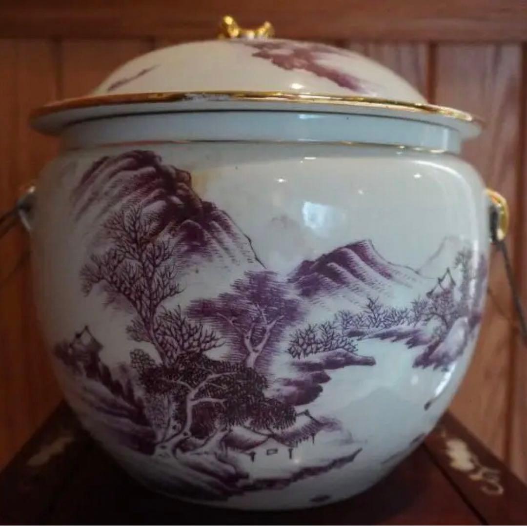 中国民国時代のかゆポット、上海先施公司特注品、状態良い