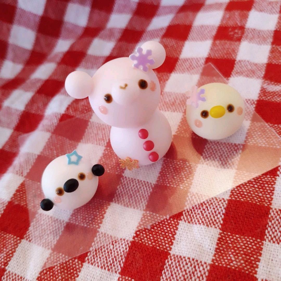 冬♡仲良しクマちゃん雪ダルマ