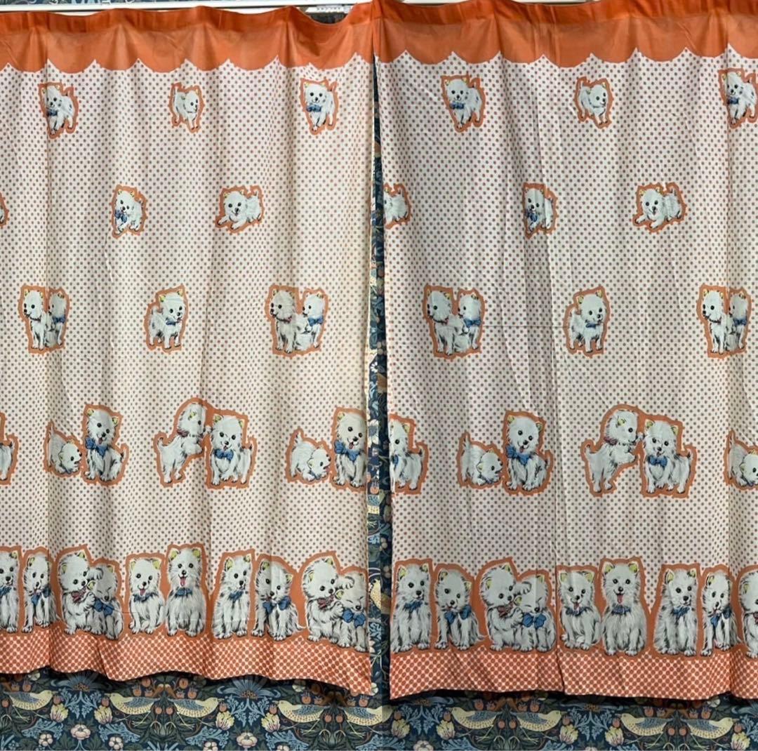 カーテン 2枚セット 昭和レトロ 当時物 インテリア 犬 レトロポップ