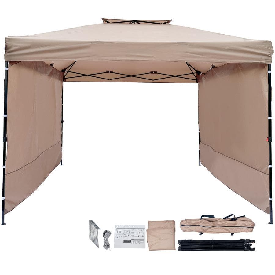 ワンタッチタープテント 3m*3m サンシェード 日よけ商用 【強化版】ベージュ
