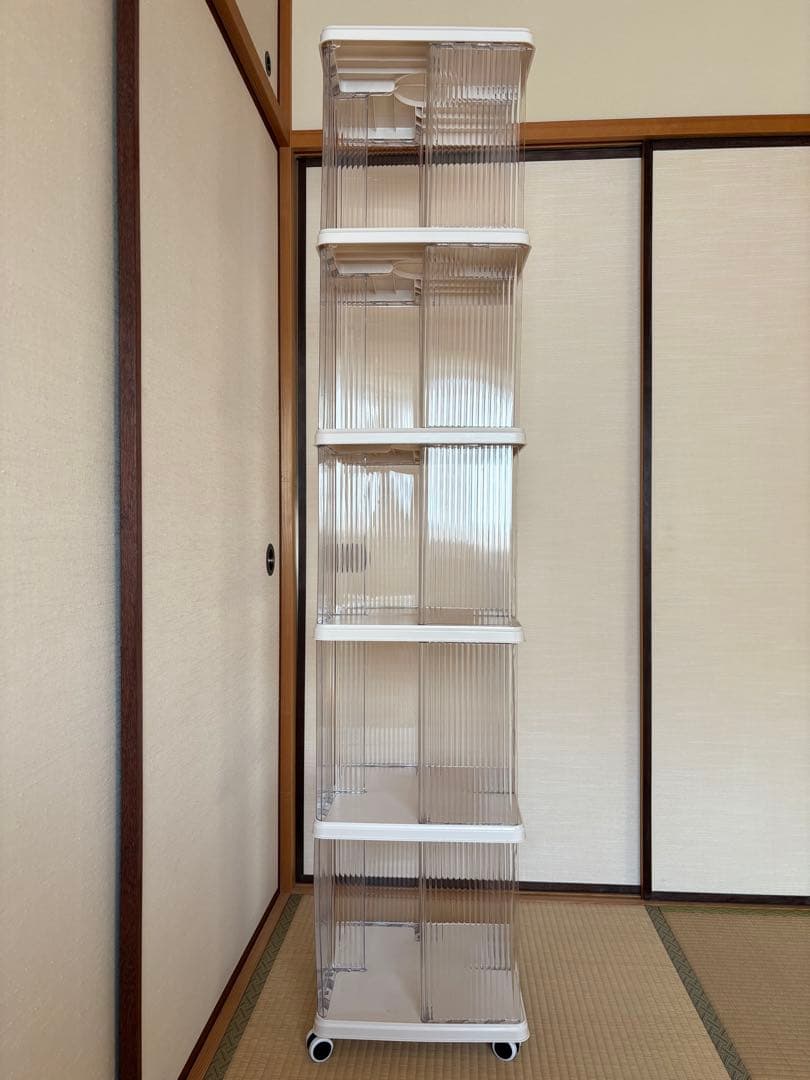 回転式本棚収納ラック 5段　キャスター付き