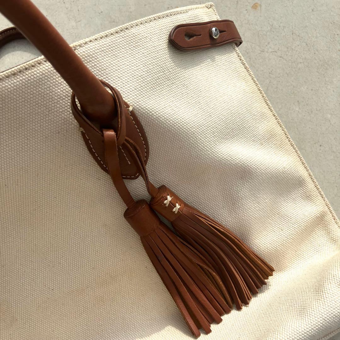 Ralph Lauren トートバッグ キャンバス素材 本革ハンドル タッセル