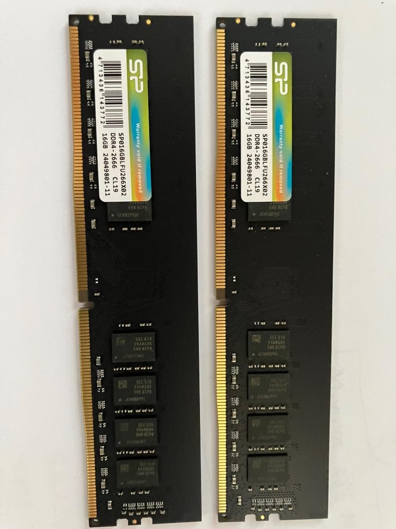SP DDR4 2666 16GB デスクトップ用 メモリー2枚セット（中古）
