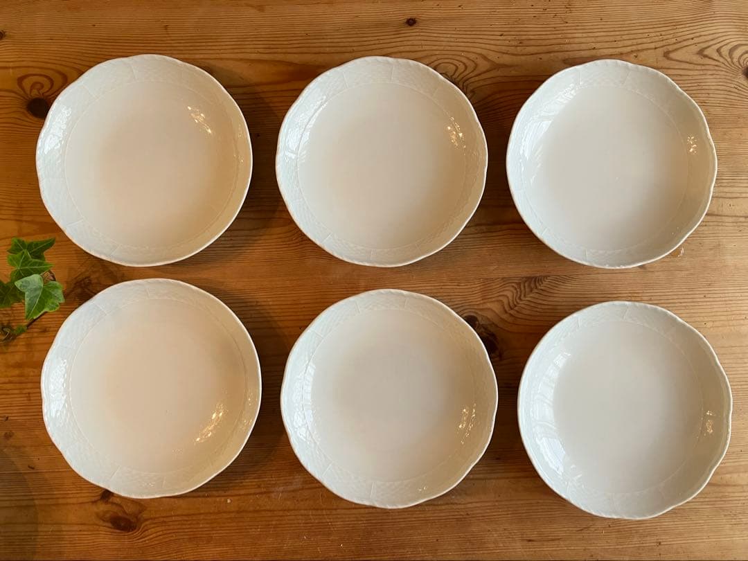 ジノリ　ベッキオホワイト　19ラウンドディッシュ×6