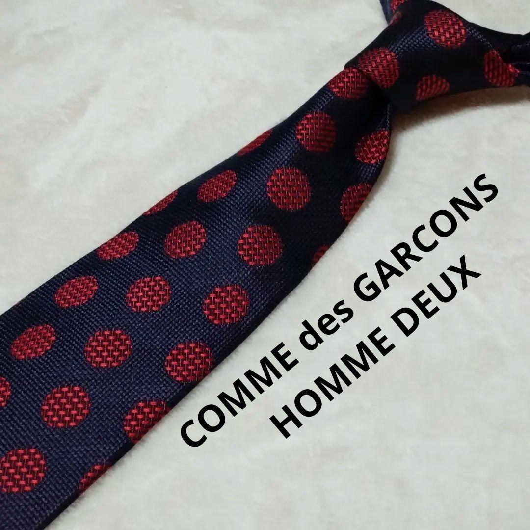 ■コムデギャルソンオムドゥ　ネクタイ パープル　赤ドット　紫　レッド