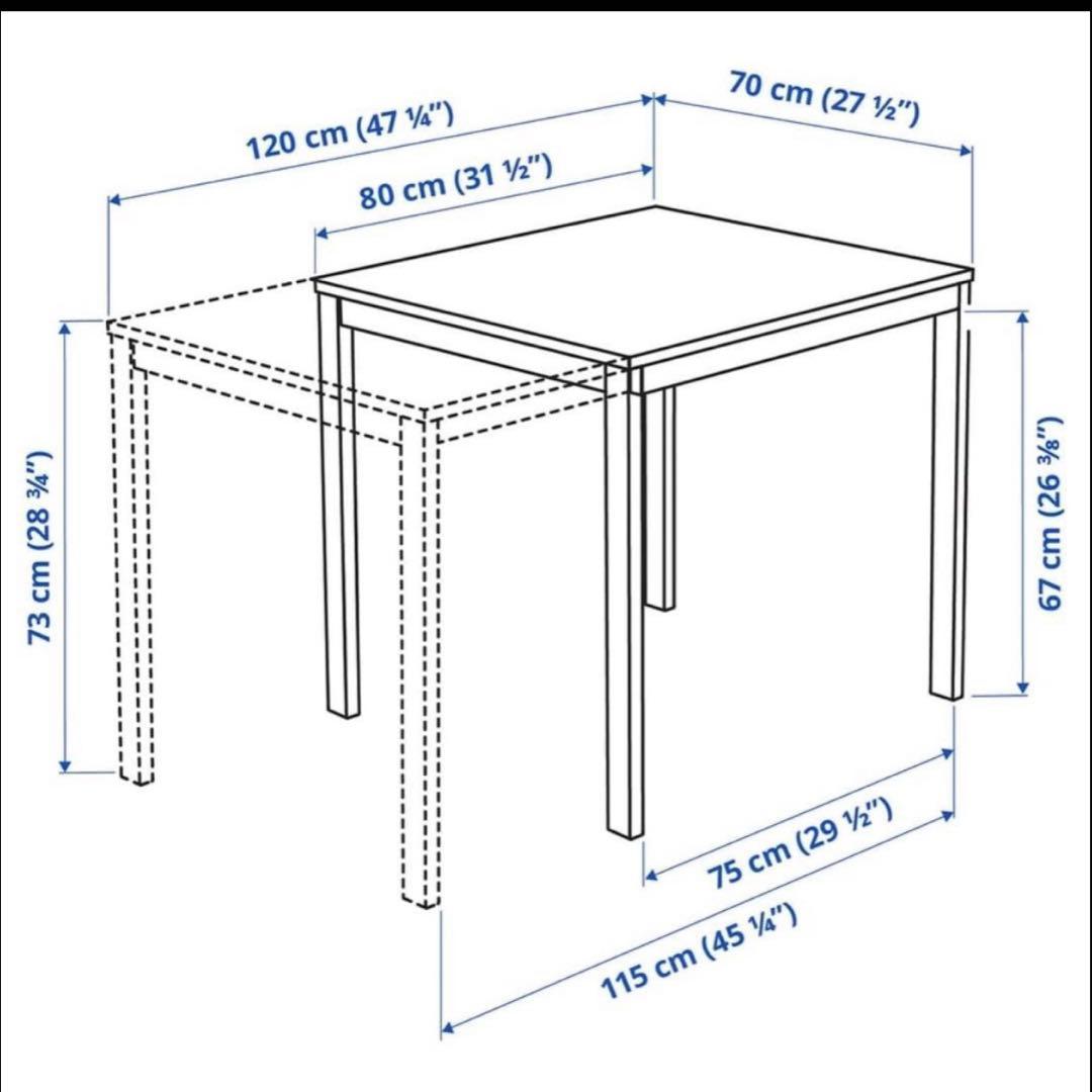 【手渡し】IKEA 伸長式テーブル VANGSTA ＆ チェア LISABO2脚