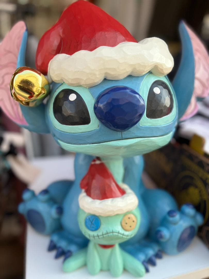 ★未使用品★ジムショア　スティッチ　レジン製　木彫り風　置物　クリスマス