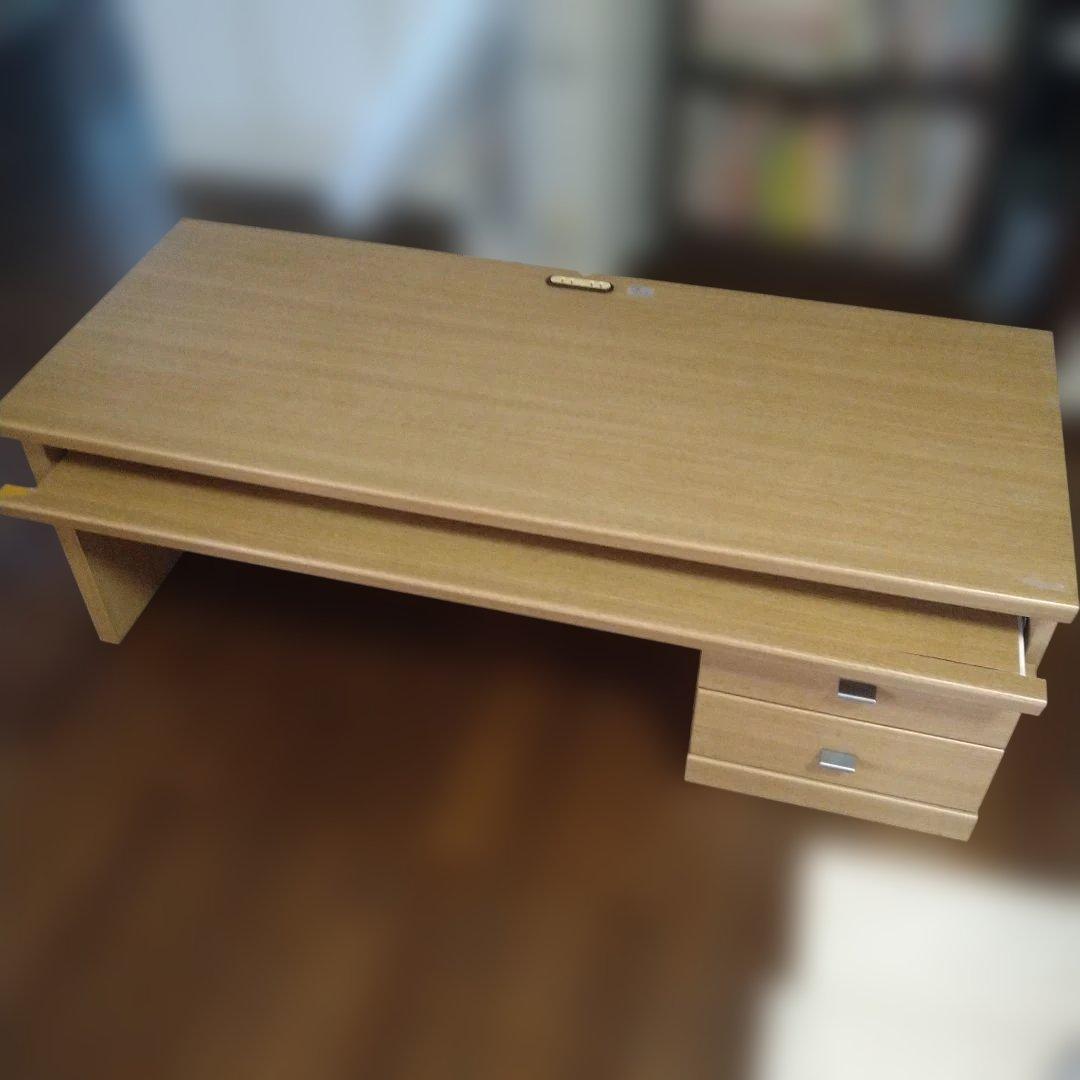 森木工 片袖机 文机 和机 幅120cm スライド棚 引き出し コンセント付き