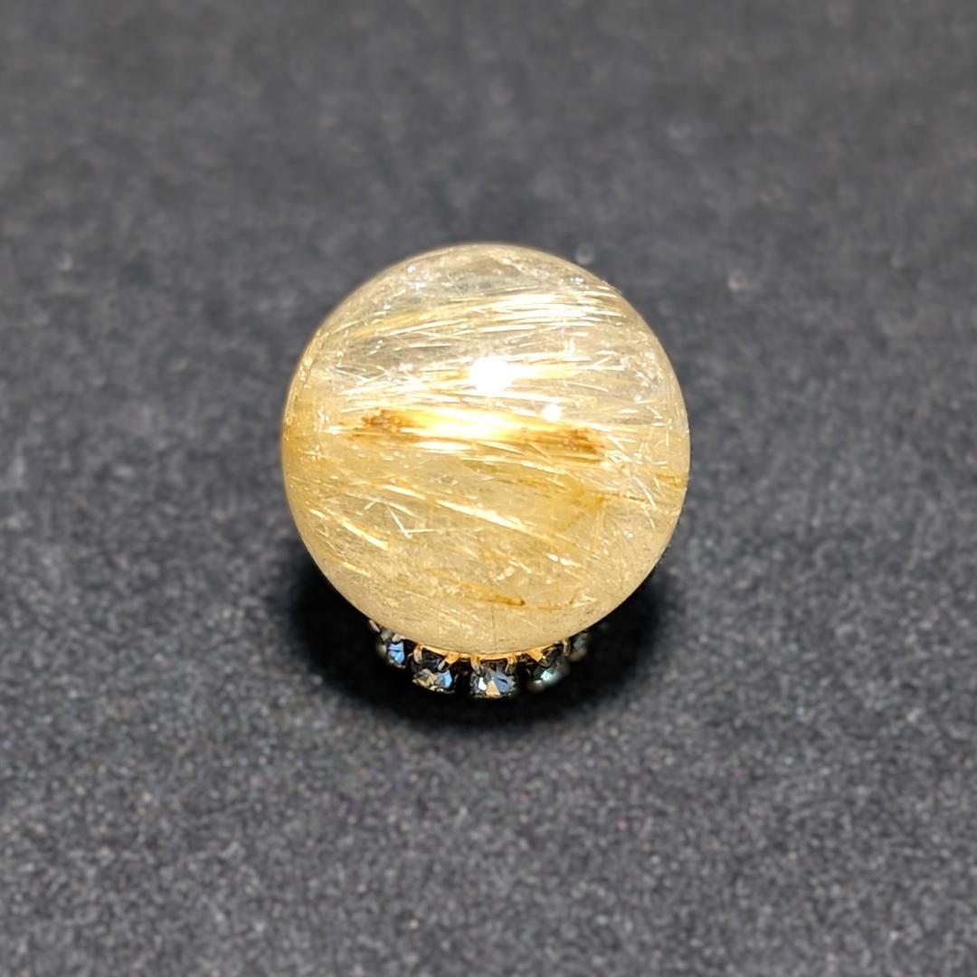 一点物 金色が美しい ゴールドタイチンルチル 13ミリ 極太金針水晶 粒売り