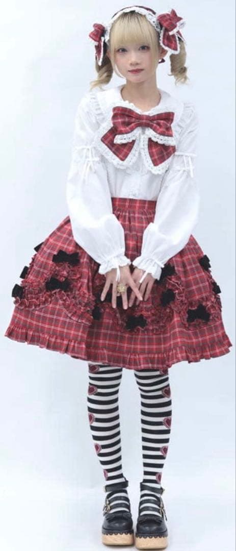 axes femme Chalmiereタータンチェックスカート（ワイン）