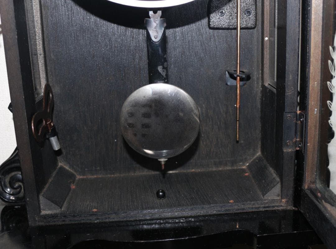 可動品 中型 シチズン 黒塗り 馬飾り 擬宝珠付き 柱時計 掛時計 30日巻き