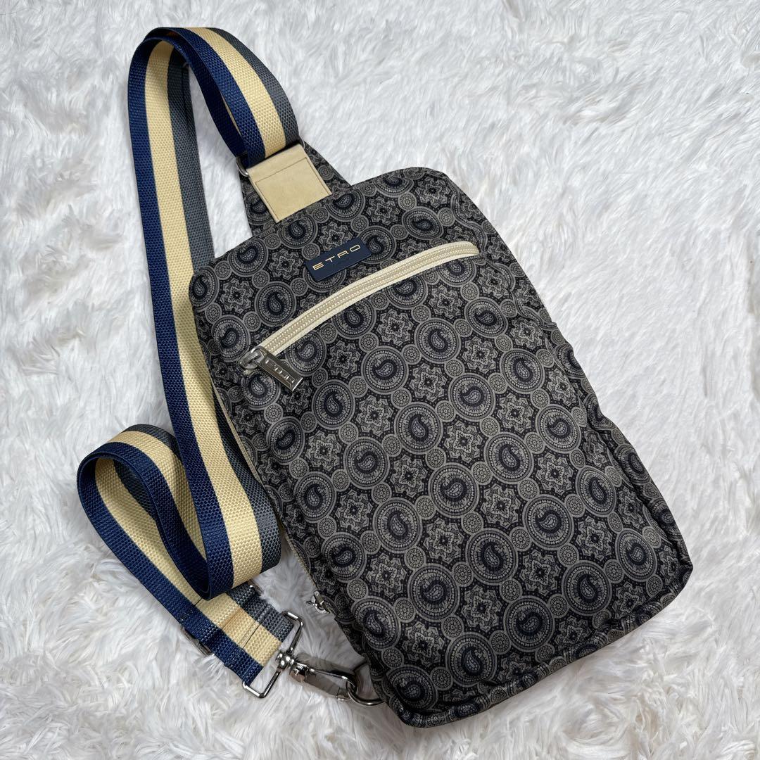 ポン子 様 ETRO エトロ ペイズリー柄 ボディバッグ ショルダー グレー系.