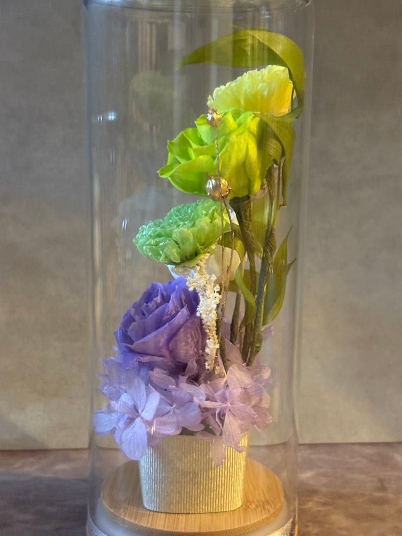 ガラスドーム仏花　大　お供え仏花 プリザーブドフラワーアレンジ