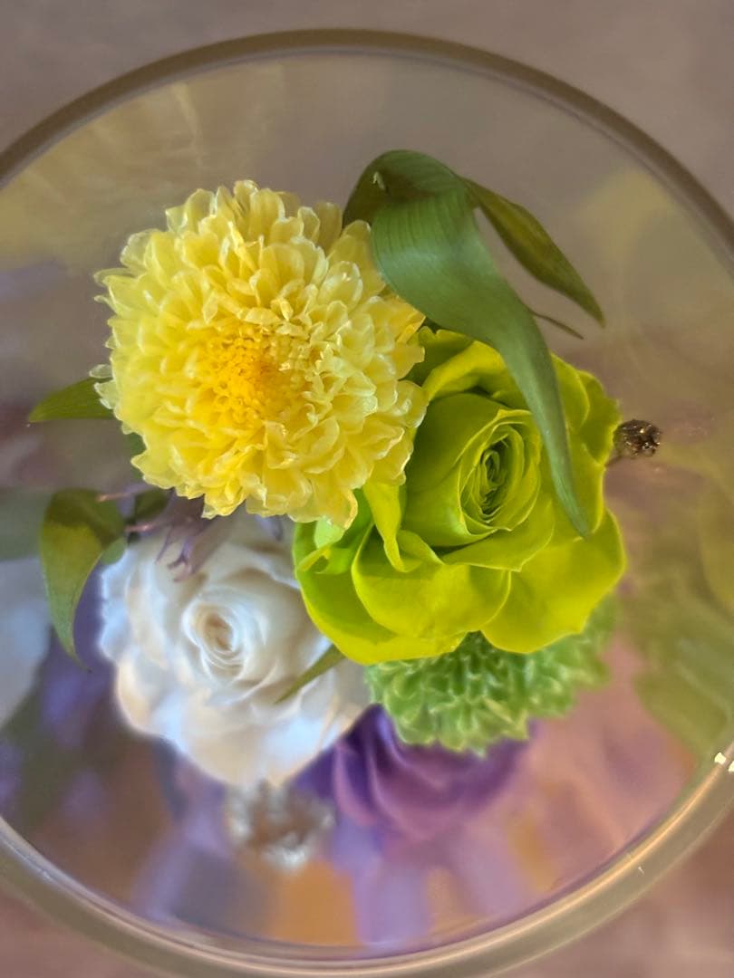 ガラスドーム仏花　大　お供え仏花 プリザーブドフラワーアレンジ