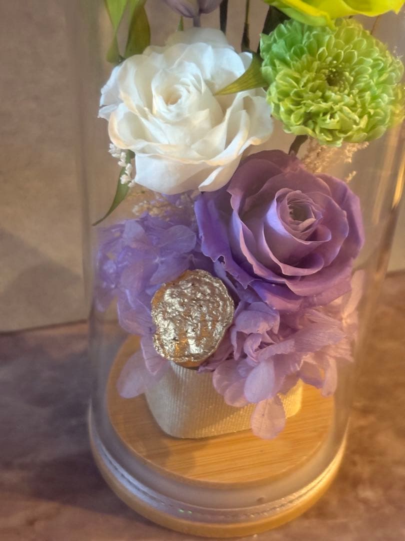 ガラスドーム仏花　大　お供え仏花 プリザーブドフラワーアレンジ