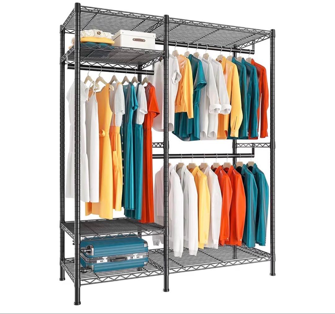 Kanouhope ハンガーラック ブラック 194×114×42cm