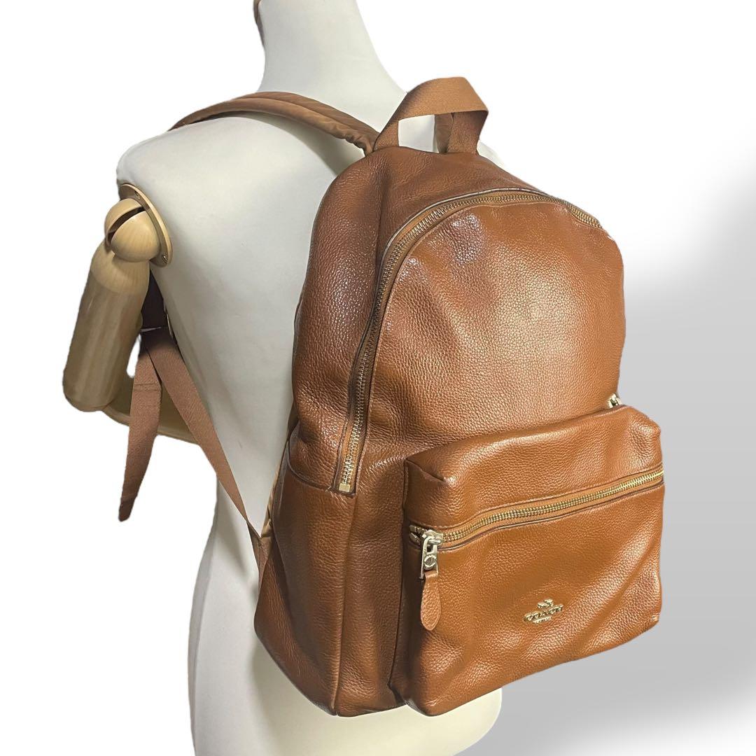 美品　A4 コーチ　リュック　バックパック　チャーリー　レザー　茶 ブラウン