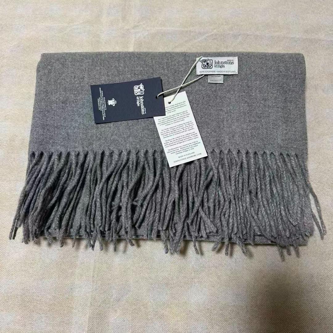 y*1様 ジョンストンズ カシミア 大判 グレー ストール マフラー