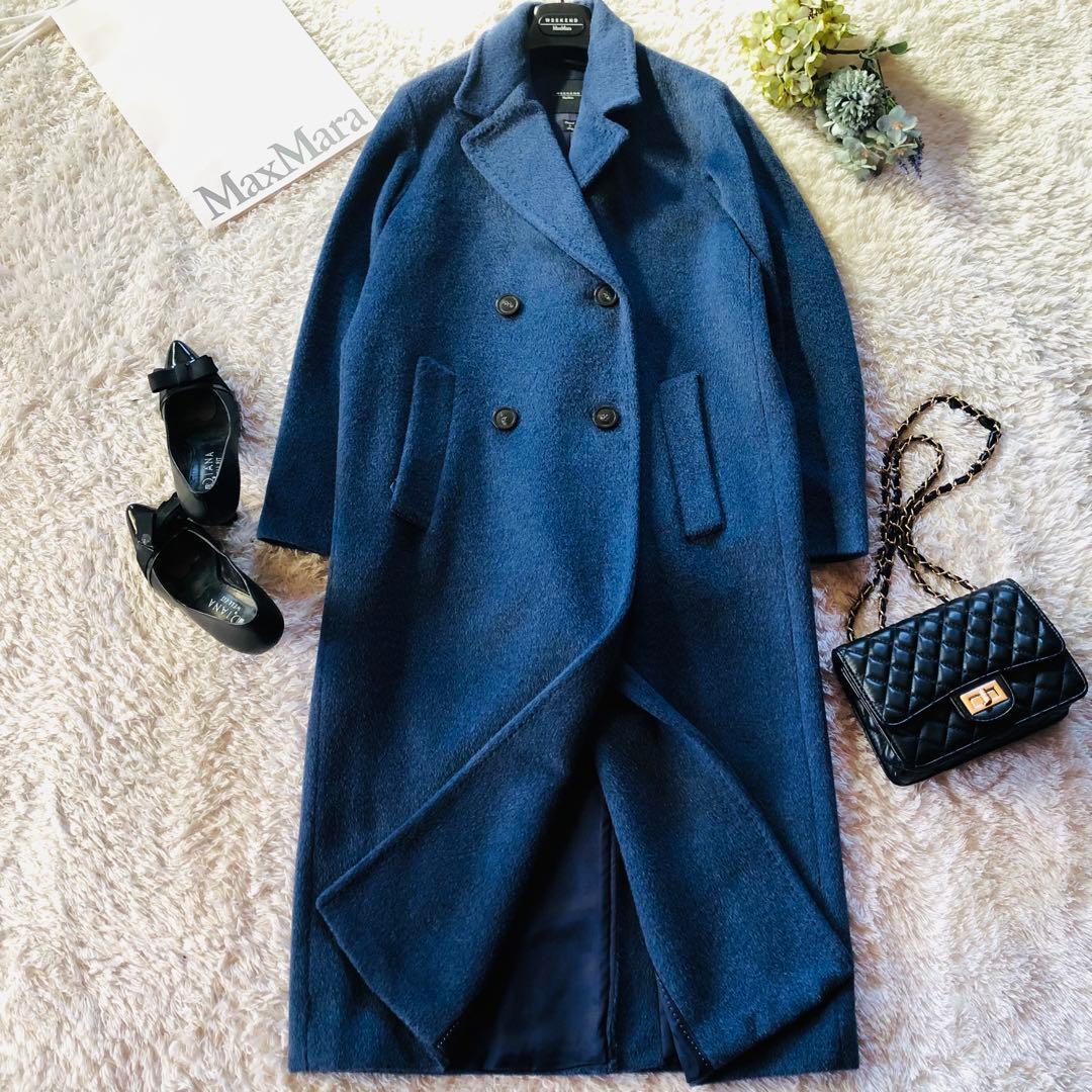 希少色✨22年現行 未使用級 マックスマーラ アルパカコートモヘヤ ブルー 36