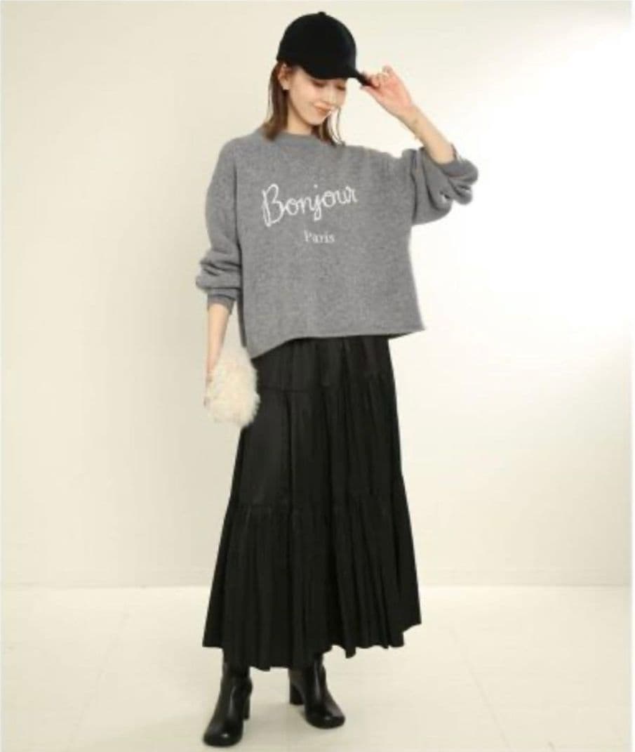 【美品】SLOBE IENA Bonjour paris ロゴニット グレー