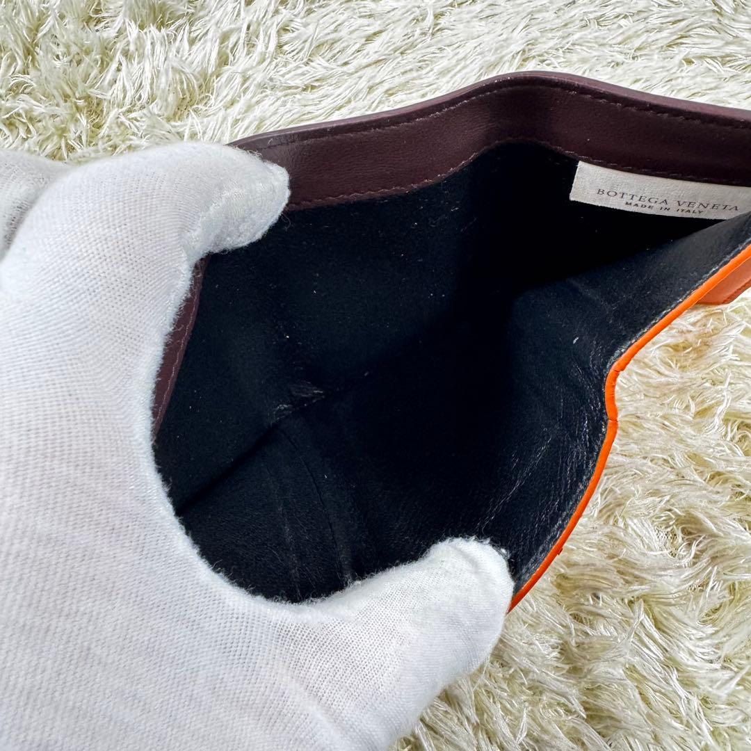 希少✨ボッテガヴェネタ　三つ折り財布　イントレチャート　バイカラー　ブラウン