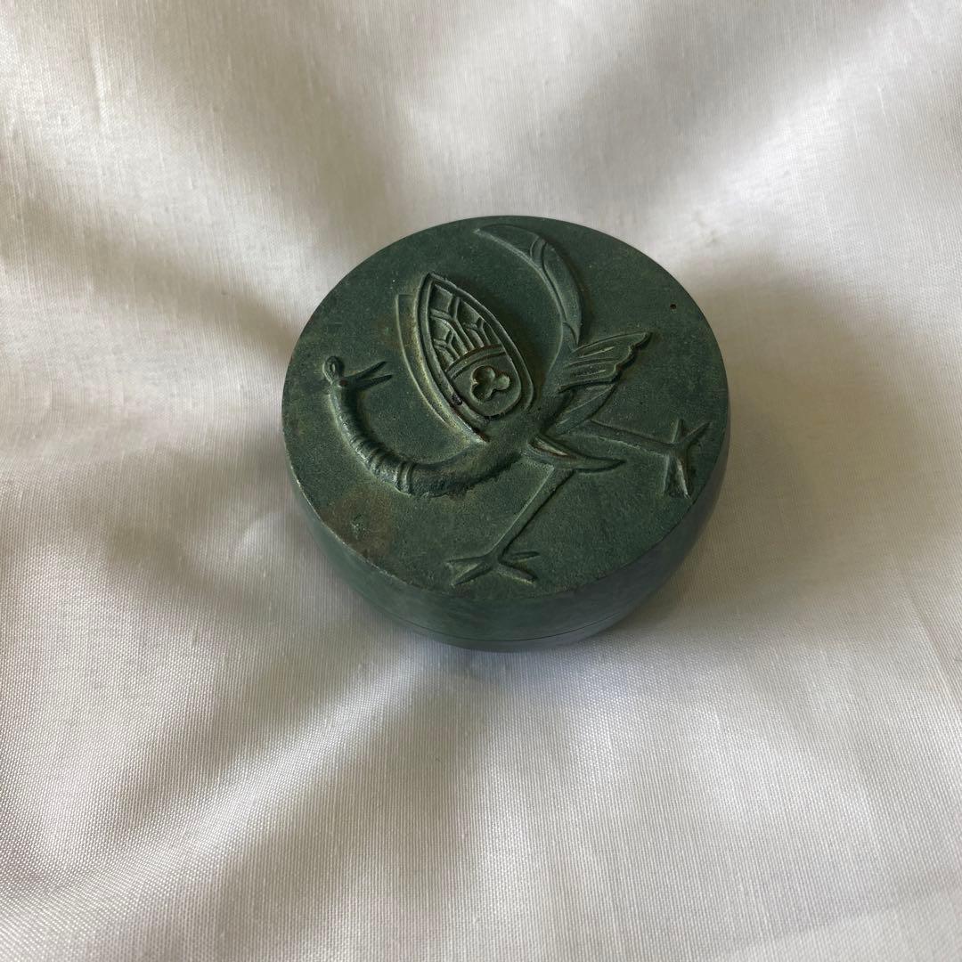 ボンボニエール 皇室 御下賜品 昭和４３年　新宮殿落成記念　棗型 鳳凰文 青銅