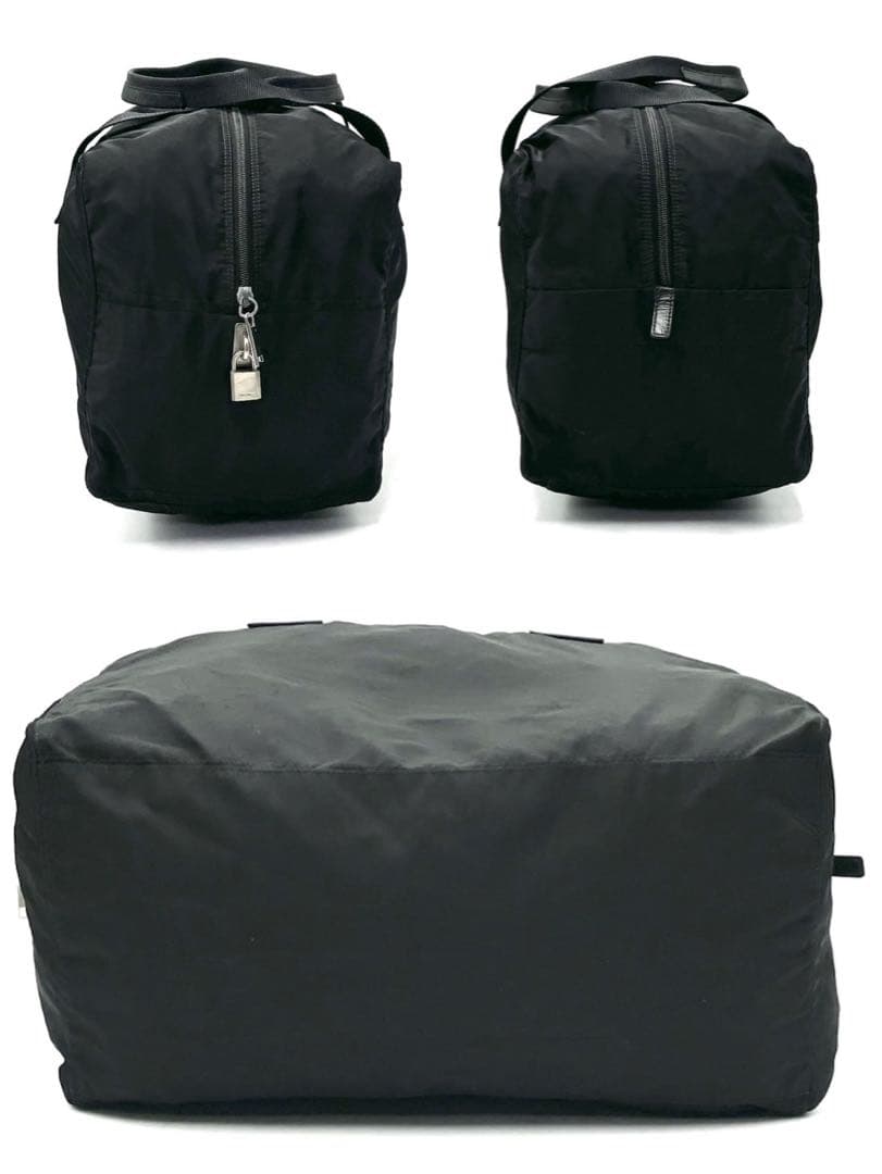 プラダ 三角ロゴ ボストンバッグ A4収納可能 プレート 白タグ ブラック