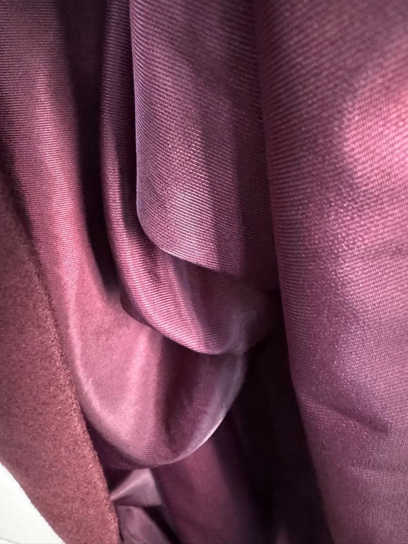 AMERI【フロントギャザーオープンスリーブコート ／バーガンディS】