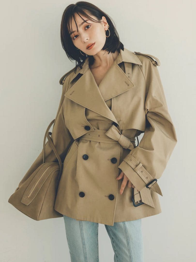 anuans ハーフオーバートレンチコート　BEIGE M