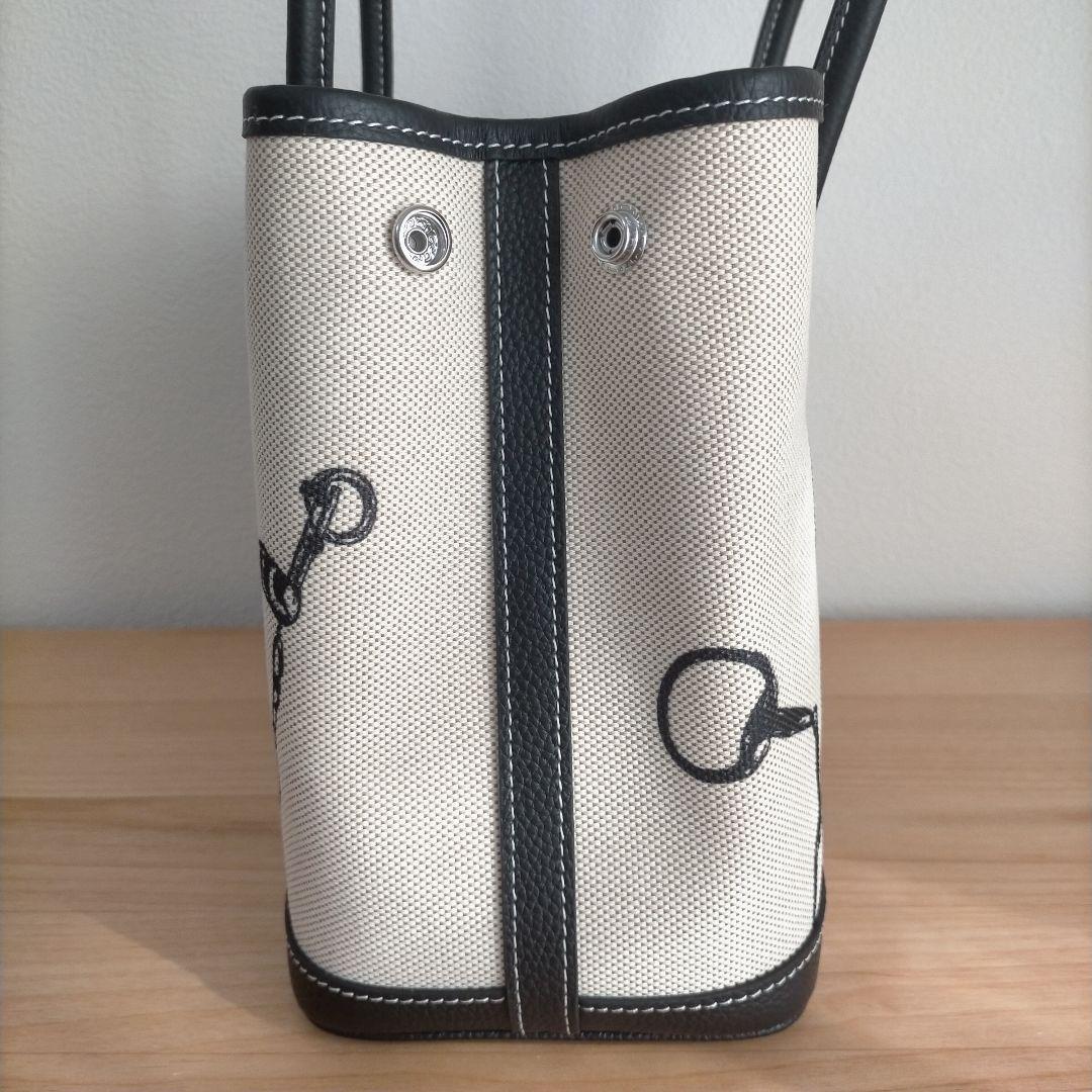 高級本革 キャンバス プリント トートバッグ M