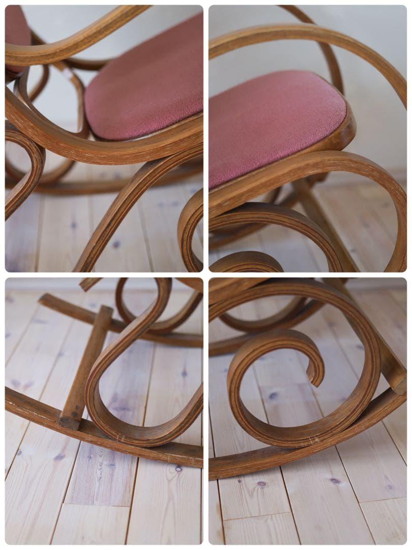 【ヴィンテージ】曲木 ロッキングチェア / ピンククッション