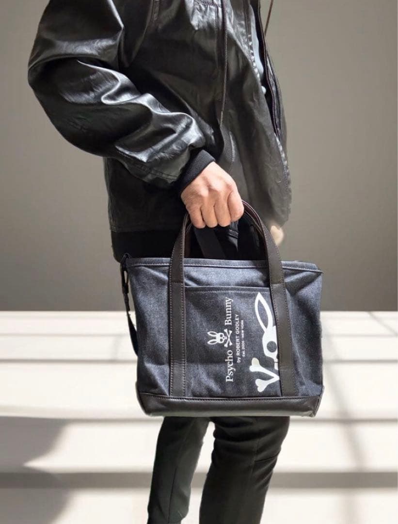 【最終価格！】HANG-TAGデザイン デニム＆レザートートバッグ