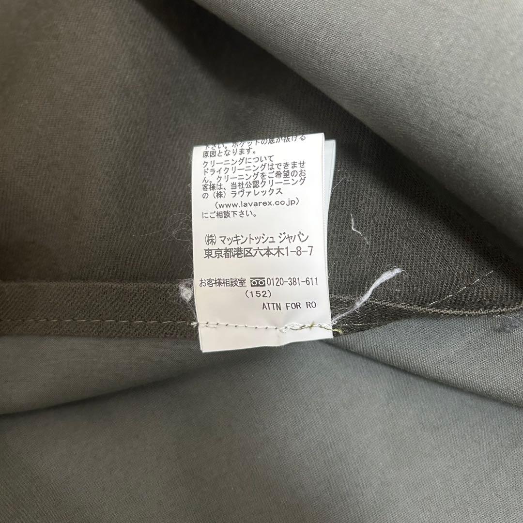 【美品】マッキントッシュ ゴム引き ステンカラーコート フード付き カーキ L