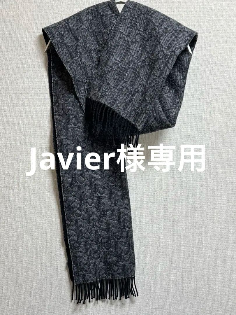 Dior グレー系 フリンジ付きマフラー