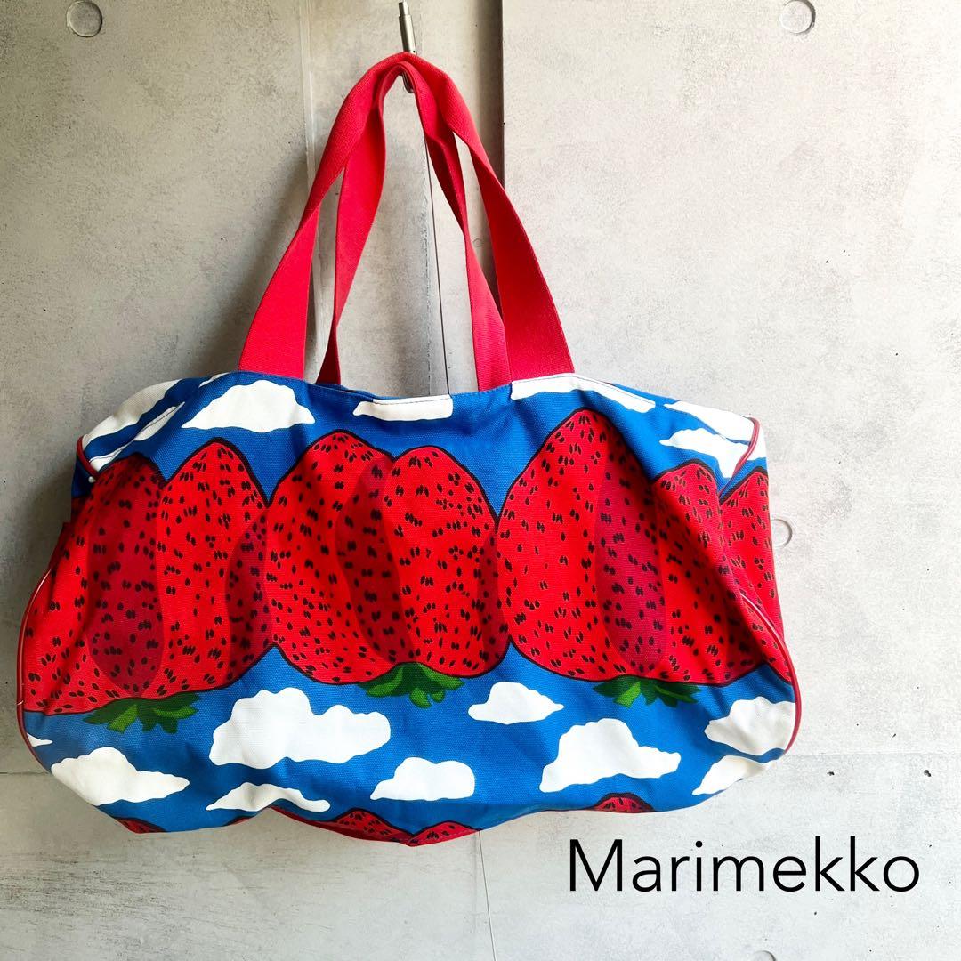まろん。　レア　マリメッコ　マンシッカ　いちごマウンテン　ボストンバッグ