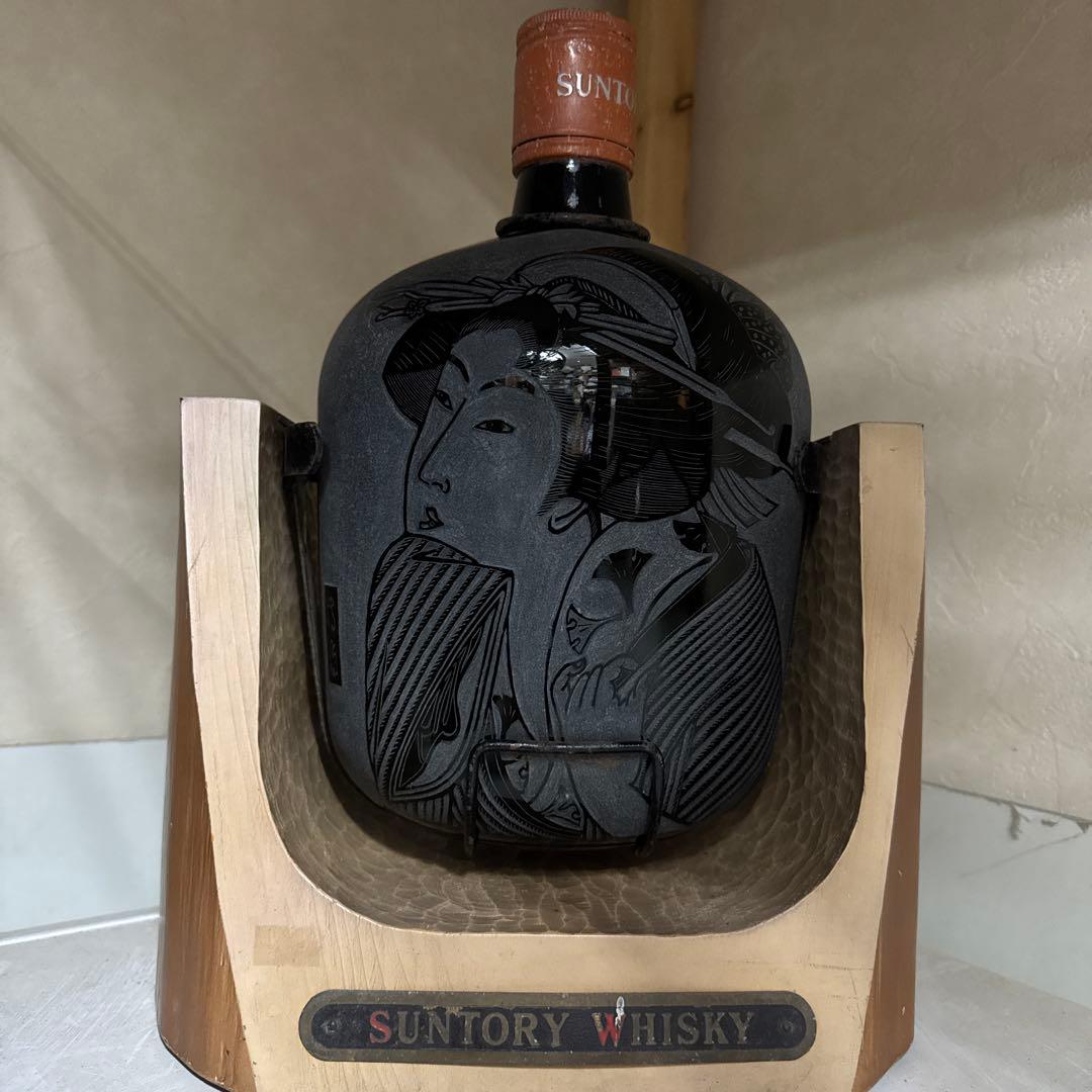 Suntory Whisky 浮世絵彫刻 陶器ボトル