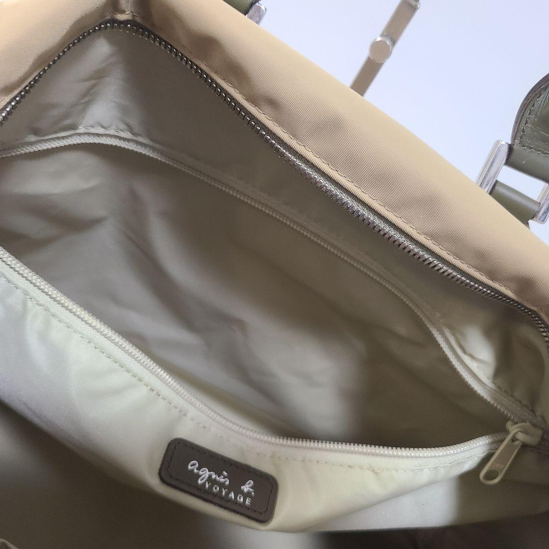 【希少】 アニエスベー ボストンバッグ 2way ベージュ　ナイロン　レザー