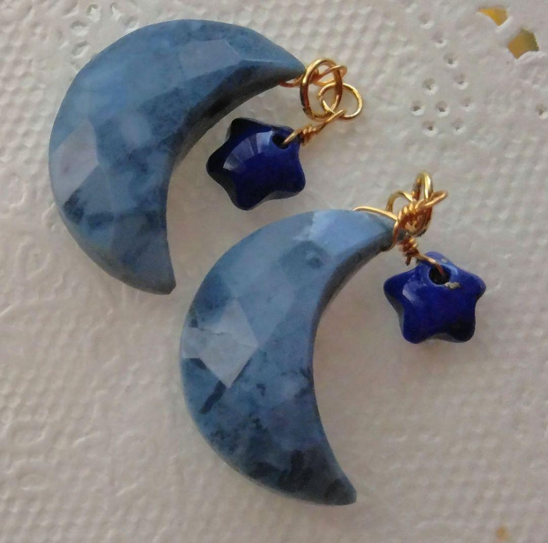 14kgf 青いお月さまと星のチャーム