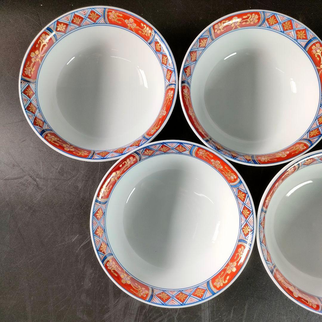 C28-3/源右衛門/伊万里風花鳥図蓋物5客/共箱/煮物椀/茶碗/懐石料理