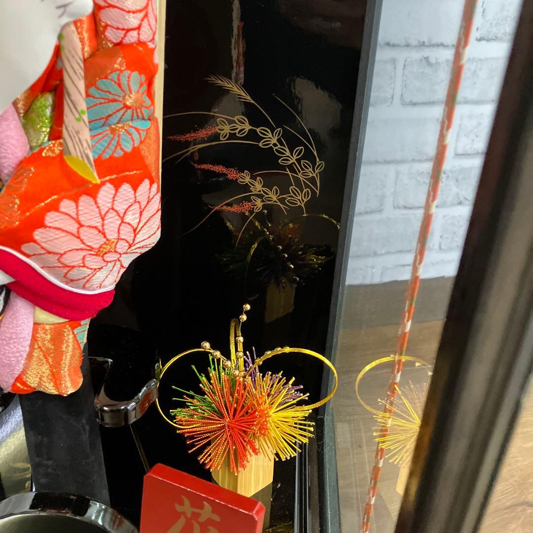 A-4 昭和レトロ 美品 正月飾り 羽子板 ケース飾り 花堤 藤娘 縁起物 工芸